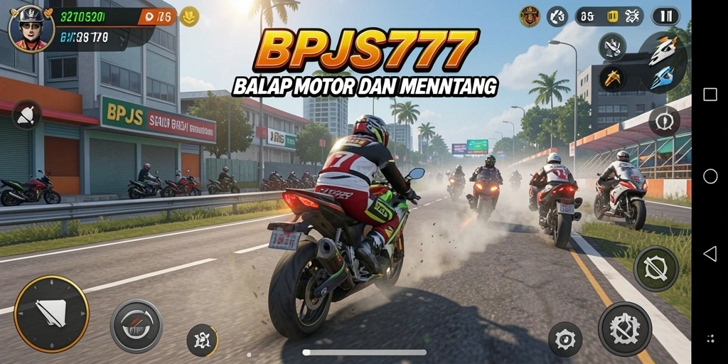 Gameplay seru dalam balapan motor yang mendebarkan.