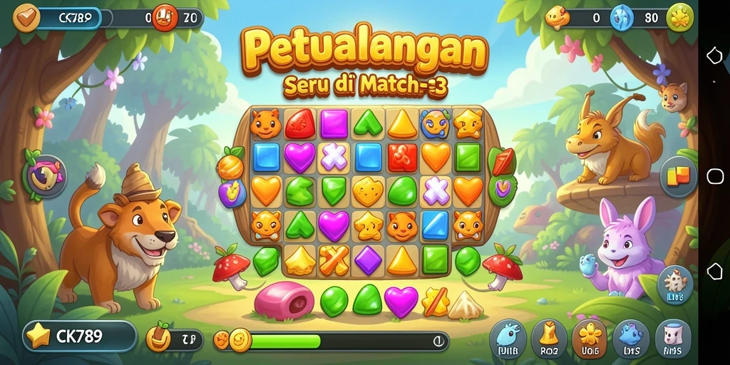 Screenshot gameplay CK789 yang menampilkan aksi Match-3 yang seru.