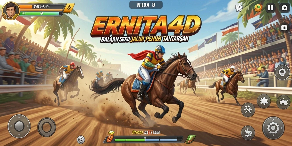 Tampilan gameplay ERNITA4D yang seru dan mendebarkan di lintasan balapan.