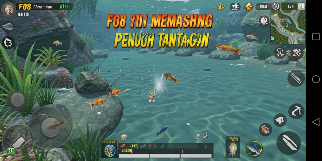 Tangkapan ikan menakjubkan dalam permainan FO8 dengan grafis menarik.