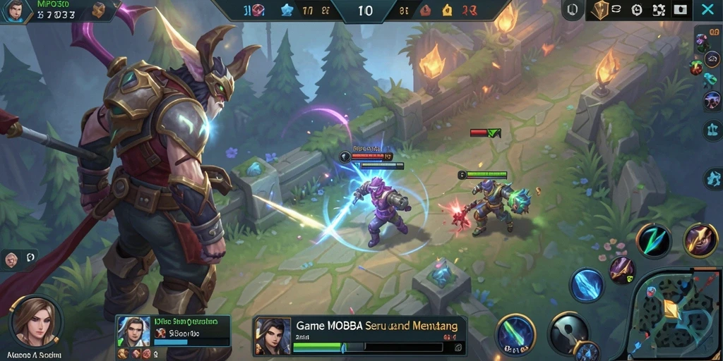 Tampilan seru dari permainan MOBA yang intens dan strategis.