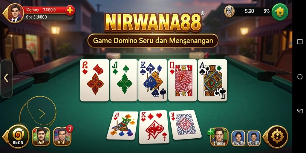 Tampilan gameplay NIRWANA88 dengan grafis domino yang menarik.