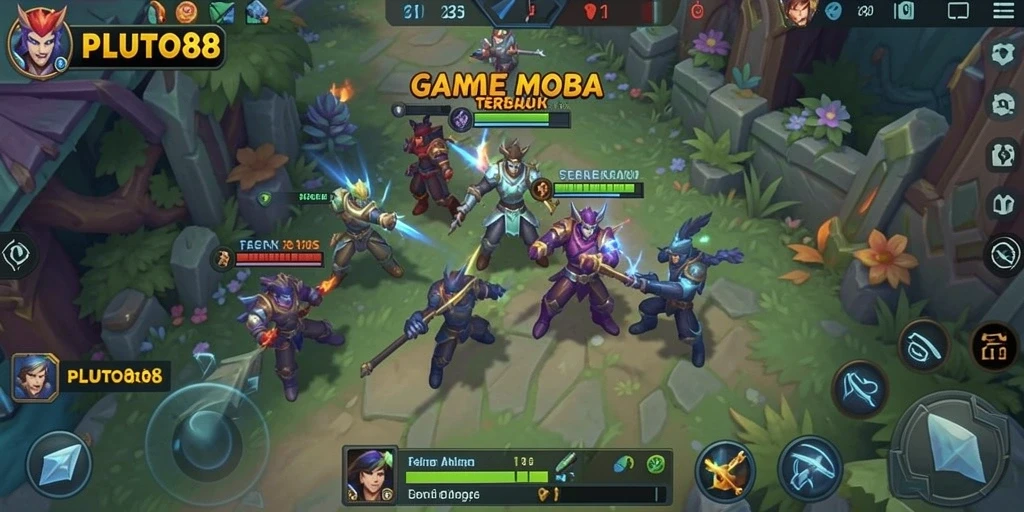 Tangkapan layar utama gameplay MOBA PLUTO88 yang mendebarkan.