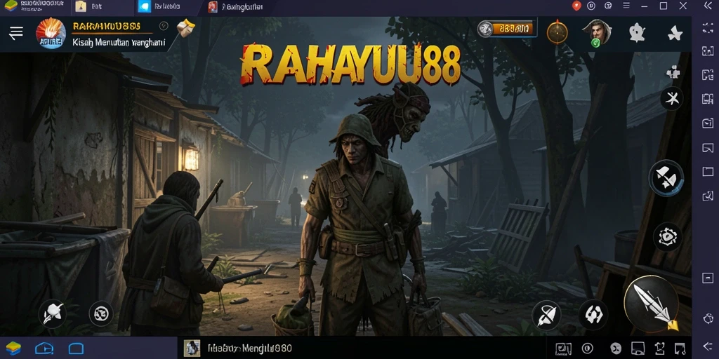 Tampilan gameplay menegangkan dari RAHAYU88 dengan suasana seram.