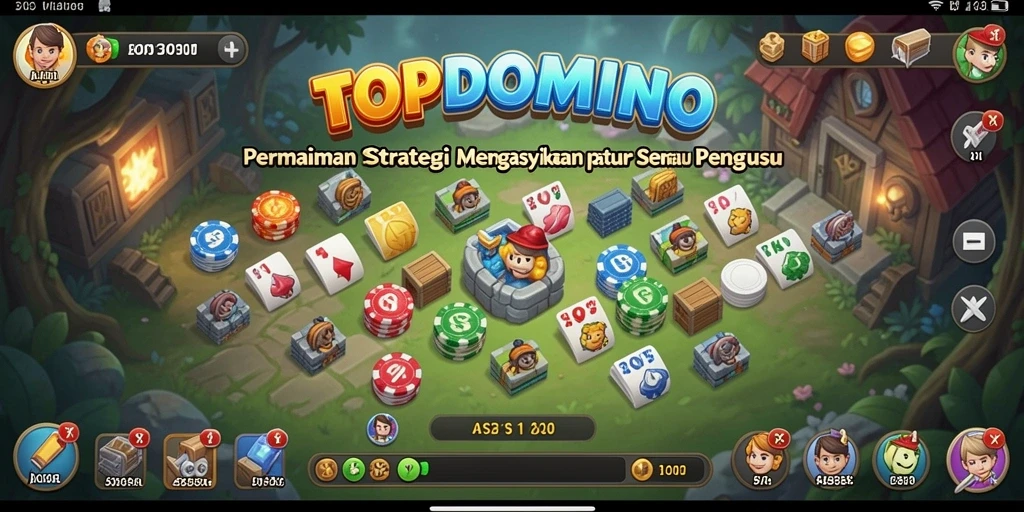 Tampilan permainan TOPDOMINO yang menarik dan penuh strategi.